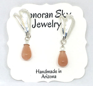 Sunstone Teardrop Earrings with Mitsuro Hikime Sterling Silver Posts