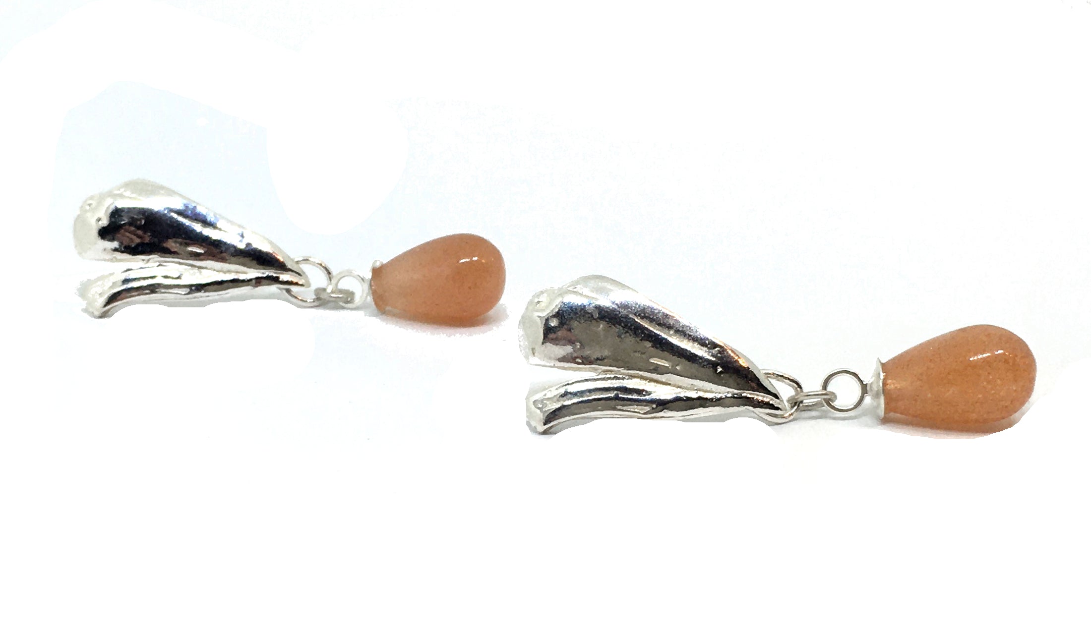 Sunstone Teardrop Earrings with Mitsuro Hikime Sterling Silver Posts