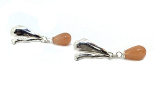 Sunstone Teardrop Earrings with Mitsuro Hikime Sterling Silver Posts