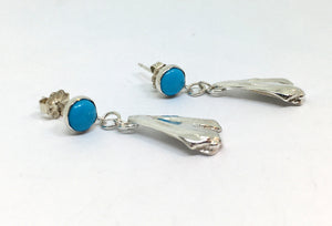 Sleeping Beauty Turquoise Post Earrings with Sterling Silver Mitsuro Hikime Drops