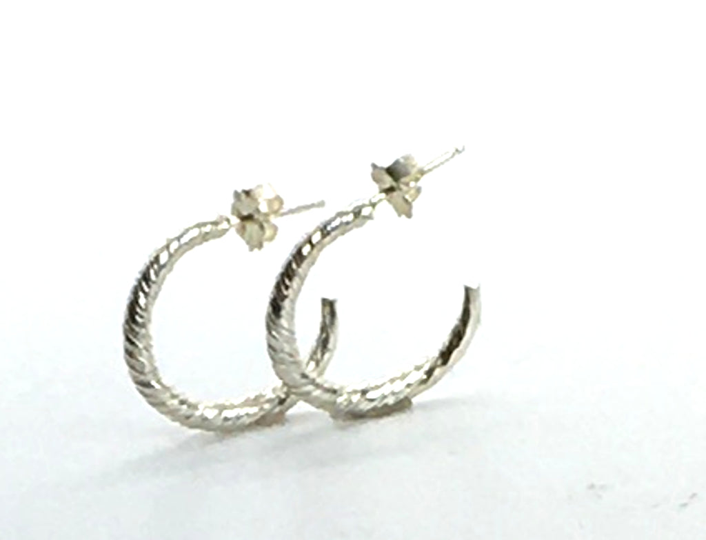 sterling silver twist earrings semi hoop with post