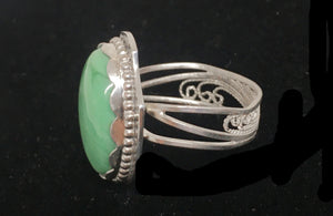 Handmade Silver Filigree Ring with Variscite Gemstone