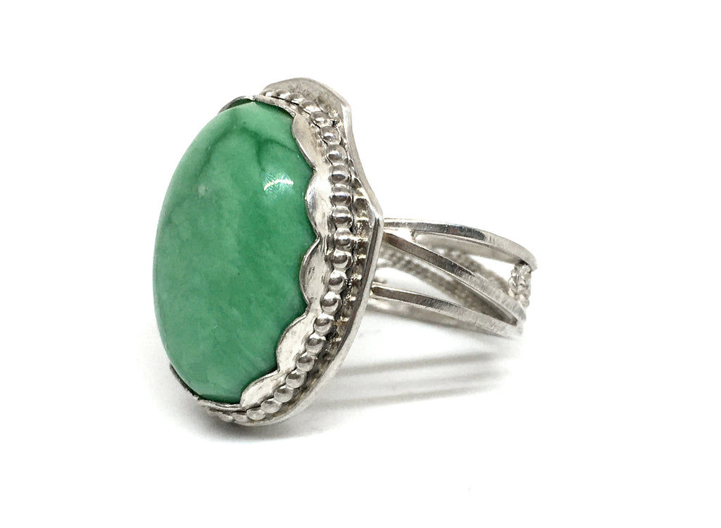 Handmade Silver Filigree Ring with Variscite Gemstone